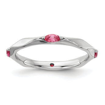 Sterling Silver Stackable Expressions Rhodium-plated Pink Tourmaline Ring