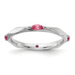 Sterling Silver Stackable Expressions Rhodium-plated Pink Tourmaline Ring - Birthstone Company