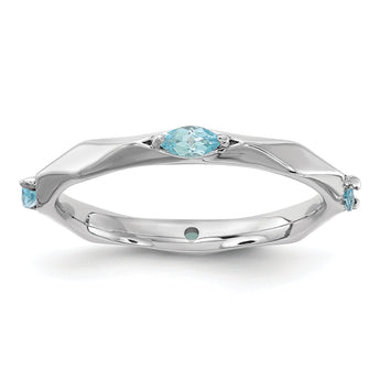 Sterling Silver Stackable Expressions Rhodium-plated Blue Topaz Ring