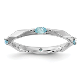 Sterling Silver Stackable Expressions Rhodium-plated Blue Topaz Ring - Birthstone Company