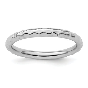 Sterling Silver Stackable Expressions Rhodium Hammered Ring