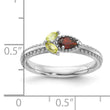 Sterling Silver Stackable Expressions Rhodium-plated Textured Garnet and Peridot Flower Ring - Birthstone Company