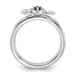 Sterling Silver Stackable Expressions Rhodium-Plated Garnet Heart with Arrow Ring - Birthstone Company
