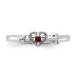 Sterling Silver Stackable Expressions Rhodium-Plated Garnet Heart with Arrow Ring - Birthstone Company