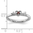 Sterling Silver Stackable Expressions Rhodium-Plated Garnet Heart with Arrow Ring - Birthstone Company