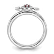 Sterling Silver Stackable Expressions Rhodium-plated Rhodolite Heart with Arrow Ring - Birthstone Company