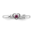 Sterling Silver Stackable Expressions Rhodium-plated Rhodolite Heart with Arrow Ring - Birthstone Company