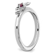 Sterling Silver Stackable Expressions Rhodium-plated Rhodolite Heart with Arrow Ring - Birthstone Company