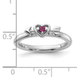 Sterling Silver Stackable Expressions Rhodium-plated Rhodolite Heart with Arrow Ring - Birthstone Company