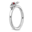Sterling Silver Stackable Expressions Rhodium-plated Created Ruby Heart with Arrow Ring - Birthstone Company