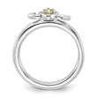 Sterling Silver Stackable Expressions Rhodium-plated Peridot Heart with Arrow Ring - Birthstone Company