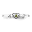 Sterling Silver Stackable Expressions Rhodium-plated Peridot Heart with Arrow Ring - Birthstone Company