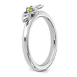 Sterling Silver Stackable Expressions Rhodium-plated Peridot Heart with Arrow Ring - Birthstone Company