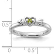 Sterling Silver Stackable Expressions Rhodium-plated Peridot Heart with Arrow Ring - Birthstone Company