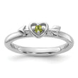 Sterling Silver Stackable Expressions Rhodium-plated Peridot Heart with Arrow Ring - Birthstone Company