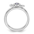 Sterling Silver Stackable Expressions Rhodium-plated Created Sapphire Heart with Arrow Ring - Birthstone Company