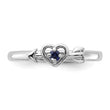 Sterling Silver Stackable Expressions Rhodium-plated Created Sapphire Heart with Arrow Ring - Birthstone Company