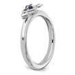 Sterling Silver Stackable Expressions Rhodium-plated Created Sapphire Heart with Arrow Ring - Birthstone Company