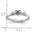 Sterling Silver Stackable Expressions Rhodium-plated Created Sapphire Heart with Arrow Ring - Birthstone Company