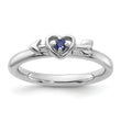Sterling Silver Stackable Expressions Rhodium-plated Created Sapphire Heart with Arrow Ring - Birthstone Company