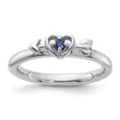 Sterling Silver Stackable Expressions Rhodium-plated Created Sapphire Heart with Arrow Ring