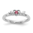 Sterling Silver Stackable Expressions Rhodium-plated Pink Tourmaline Heart with Arrow Ring