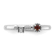 Sterling Silver Stackable Expressions Rhodium-plated Garnet and White Topaz Key Ring - Birthstone Company