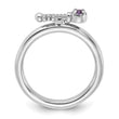 Sterling Silver Stackable Expressions Rhodium-plated Amethyst and White Topaz Key Ring - Birthstone Company