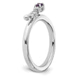 Sterling Silver Stackable Expressions Rhodium-plated Amethyst and White Topaz Key Ring - Birthstone Company