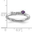 Sterling Silver Stackable Expressions Rhodium-plated Amethyst and White Topaz Key Ring - Birthstone Company