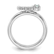 Sterling Silver Stackable Expressions Rhodium-plated Aquamarine and White Topaz Key Ring - Birthstone Company