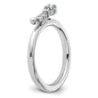 Sterling Silver Stackable Expressions Rhodium-plated Aquamarine and White Topaz Key Ring - Birthstone Company