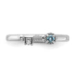 Sterling Silver Stackable Expressions Rhodium-plated Blue and White Topaz Key Ring - Birthstone Company