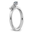 Sterling Silver Stackable Expressions Rhodium-plated Blue and White Topaz Key Ring - Birthstone Company