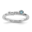 Sterling Silver Stackable Expressions Rhodium-plated Blue and White Topaz Key Ring - Birthstone Company