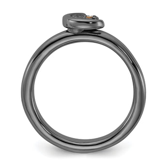 Sterling Silver Stackable Expressions Black Rhodium Citrine Moon Ring - Birthstone Company
