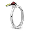 Sterling Silver Stackable Expressions RH-plated Garnet Peridot Apple Ring - Birthstone Company