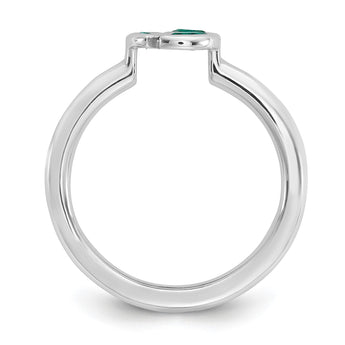Sterling Silver Stackable Expressions Rhod-plated Created Emerald Ring - Birthstone Company