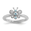 Sterling Silver Stackable Expressions Rh-plated Blue/White Topaz Butterfly