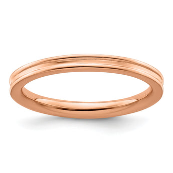 Sterling Silver Stackable Expressions Pink-plated Grooved Ring - Birthstone Company