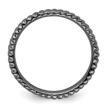 Sterling Silver Stackable Expressions Black-plated Ring - Birthstone Company