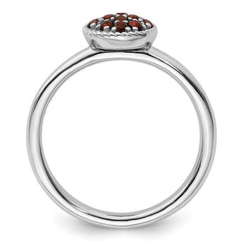 Sterling Silver Stackable Expressions Garnet Rhodium Ring - Birthstone Company