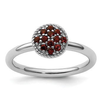 Sterling Silver Stackable Expressions Garnet Rhodium Ring - Birthstone Company