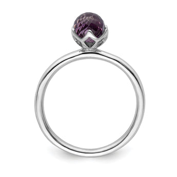 Sterling Silver Stackable Expressions Amethyst Briolette Ring, Size 7 - Birthstone Company