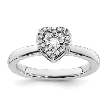 Sterling Silver Stackable Expressions Heart Diamond Ring - Birthstone Company