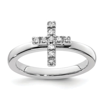 Diamond Cross Stackable Ring in Sterling Silver (1/10 ct. tw.)