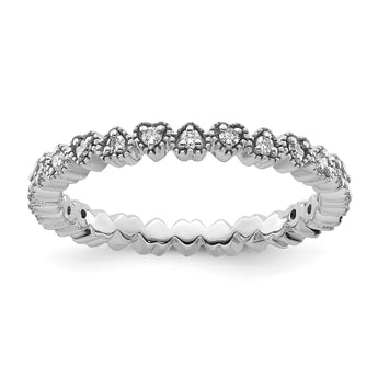 Sterling Silver Stackable Expressions Diamond Heart Ring - Birthstone Company