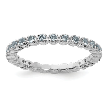 Sterling Silver Stackable Expressions Aquamarine Ring - Birthstone Company
