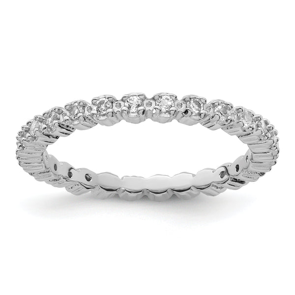 Prong-Set White Topaz Eternity Ring in Sterling Silver, 2.25mm, Size 5–10