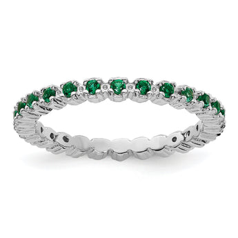 Sterling Silver Stackable Expressions Created Emerald Ring